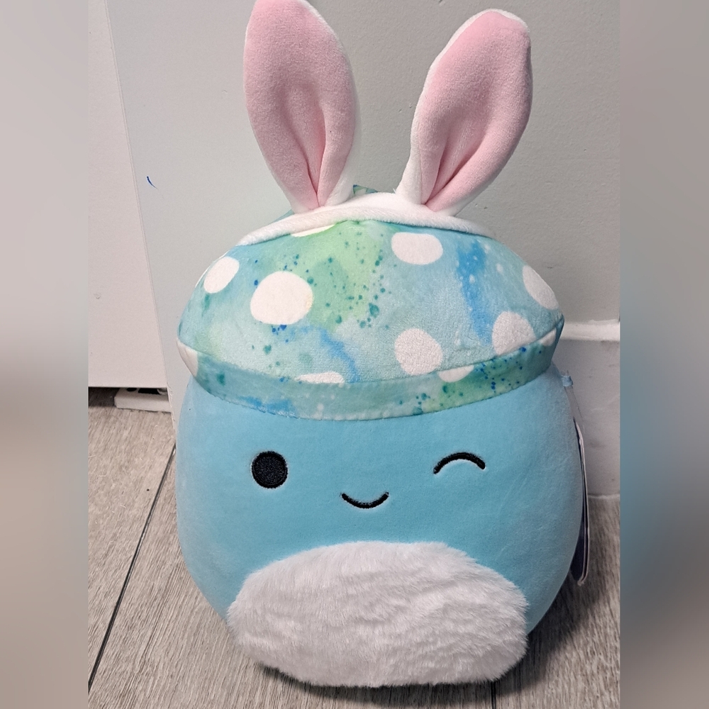 Brand New MULLY The Mushroom With A Blue Bunny Ear Squishmallow Plush. 9.5inch
